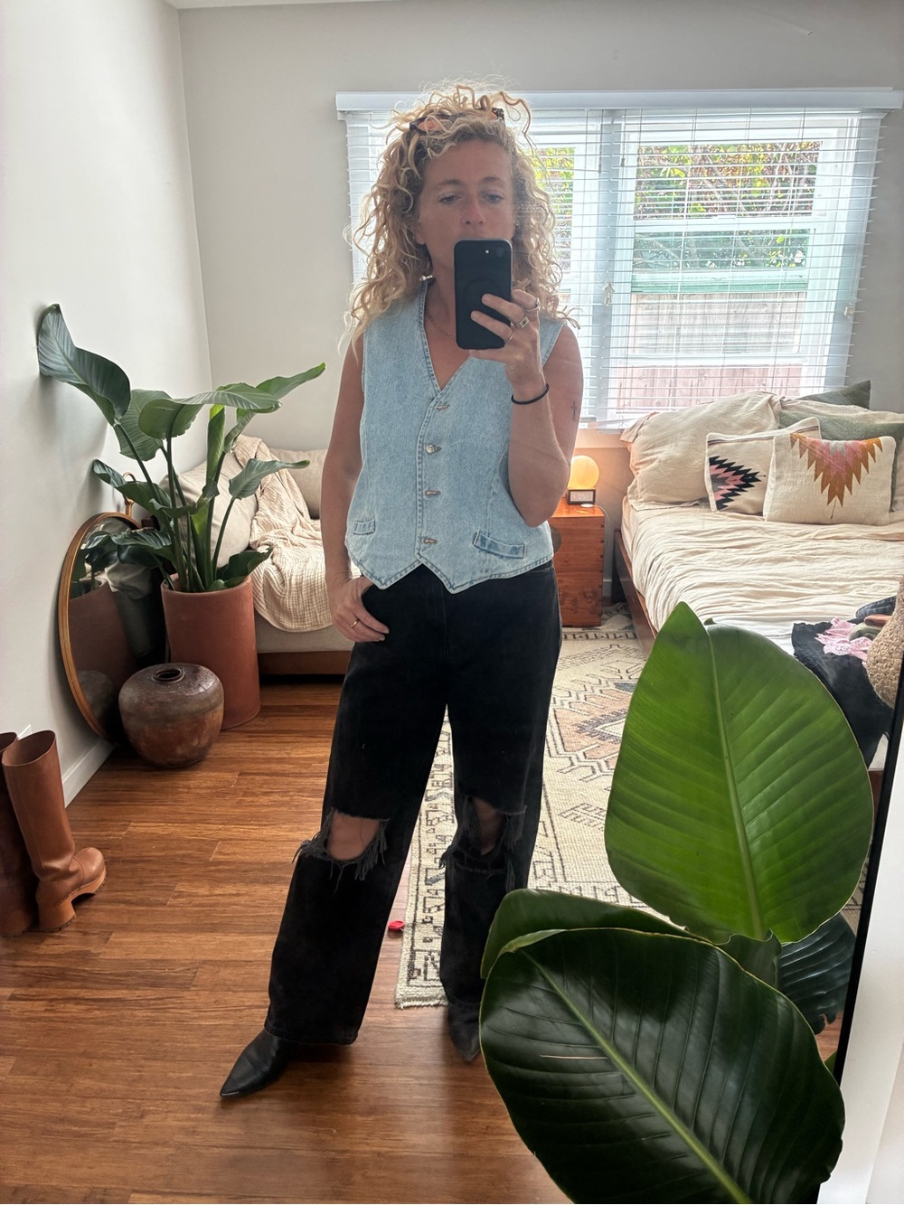 Light Blue Denim Vest with Button Front